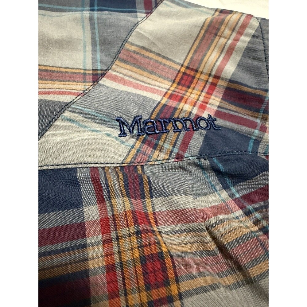 Marmot Button Up Shirt Mens Size Large Blue Organic Cotton Hiking Lumberjack - Picture 3 of 8